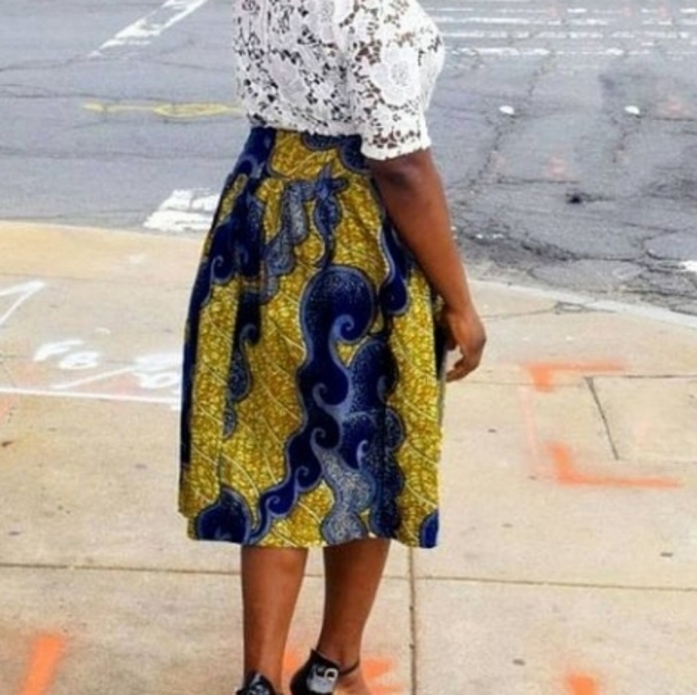 African print midi skirt